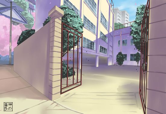Khung cảnh trong trường học ở thế giới anime