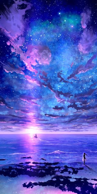 Hình ảnh anime bầu trời đêm đầy sao