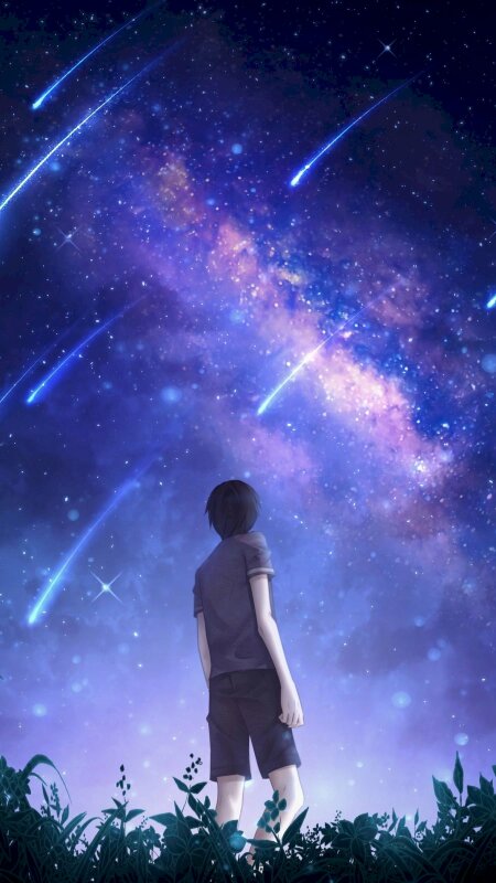 Hình ảnh anime, bầu trời sao đẹp lung linh