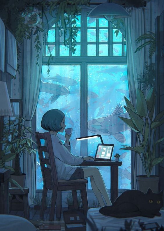 Khung cảnh cô đơn đầy tâm trạng trong thế giới anime